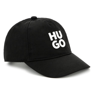 Gorra HUGO para niños y adolecentes Negra print logo blanco